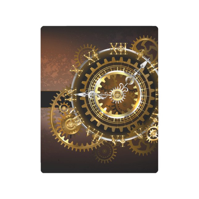 Impresión En Metal Reloj de vapor con engranajes antiguos (Anverso)