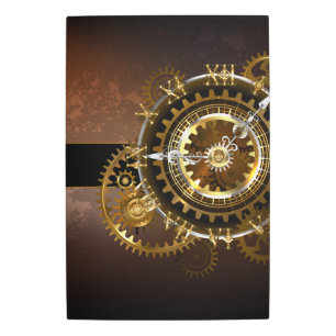 Impresión En Metal Reloj de vapor con engranajes antiguos