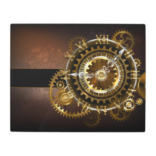 Impresión En Metal Reloj de vapor con engranajes antiguos
