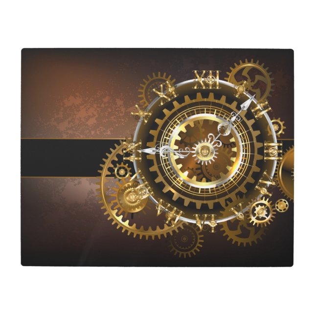 Impresión En Metal Reloj de vapor con engranajes antiguos (Anverso)