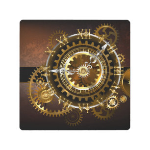Impresión En Metal Reloj de vapor con engranajes antiguos