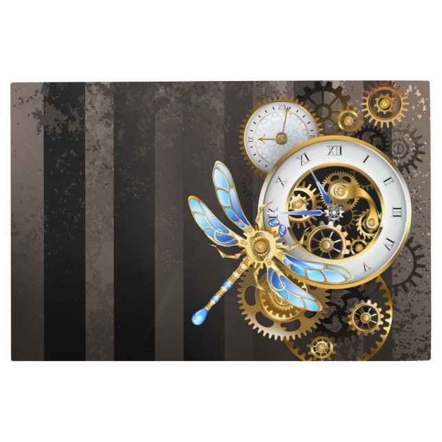 Impresión En Metal Reloj de vapor con libélula mecánica (Anverso)