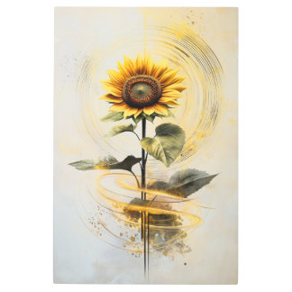 Impresión En Metal Remolino dorado: Resumen del muro Metalizado flora