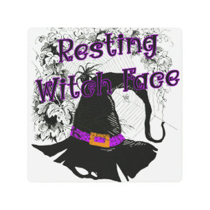 Impresión En Metal Resting Witch Face - Halloween Spider Web