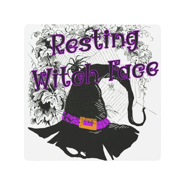 Impresión En Metal Resting Witch Face - Halloween Spider Web (Anverso)