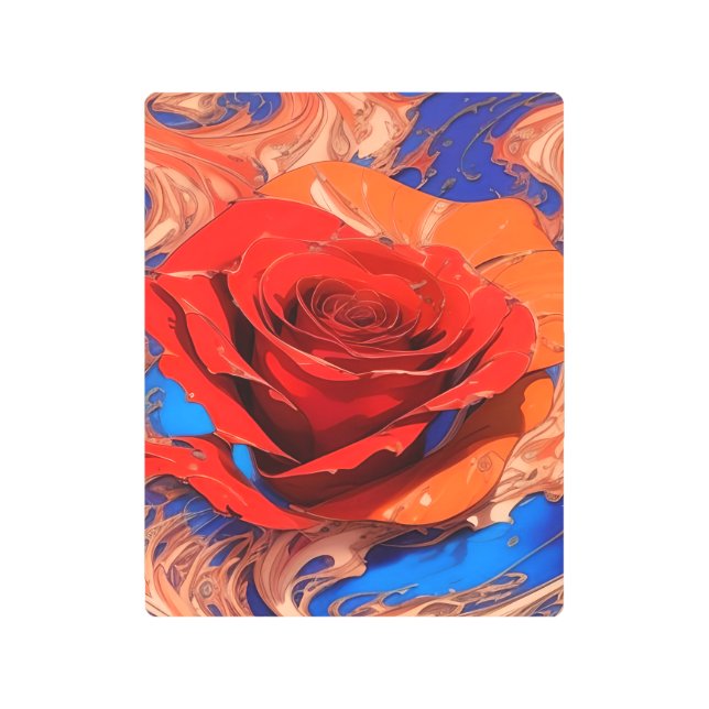 Impresión En Metal Resumen artístico Rosa de mármol (Anverso)