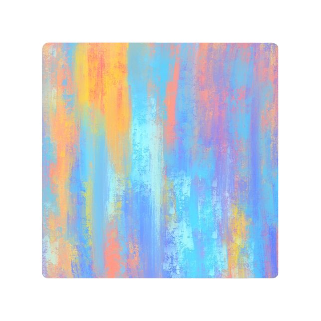 Impresión En Metal Resumen Azul y Naranja (Anverso)