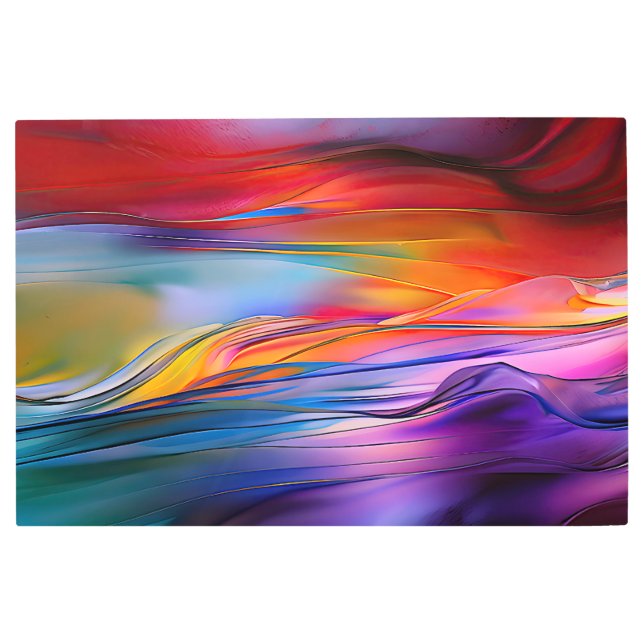 Impresión En Metal Resumen contemporáneo "Corrientes cromáticas" (Anverso)