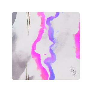 Impresión En Metal Resumen De Acuarela Púrpura Y Rosa