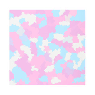 Impresión En Metal Resumen de camo rosa y pastel azul y blanco