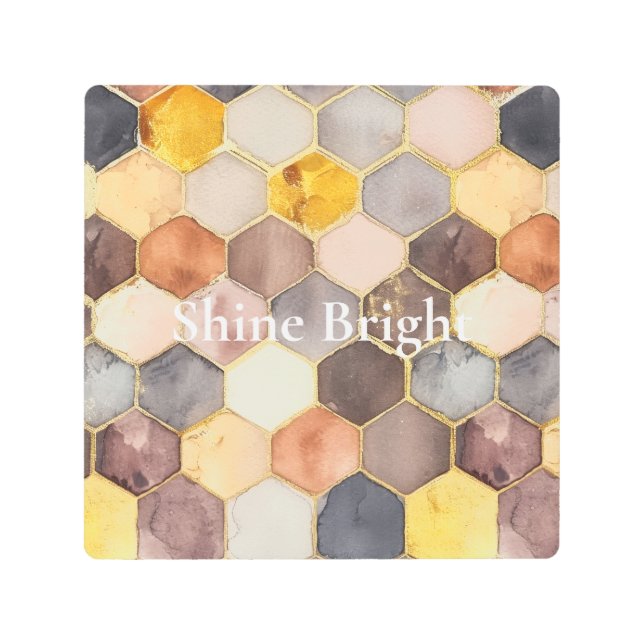 Impresión En Metal Resumen de champán de Glam Honey Comb Rubor (Anverso)