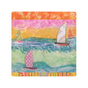 Impresión En Metal Resumen de cuatro veleros