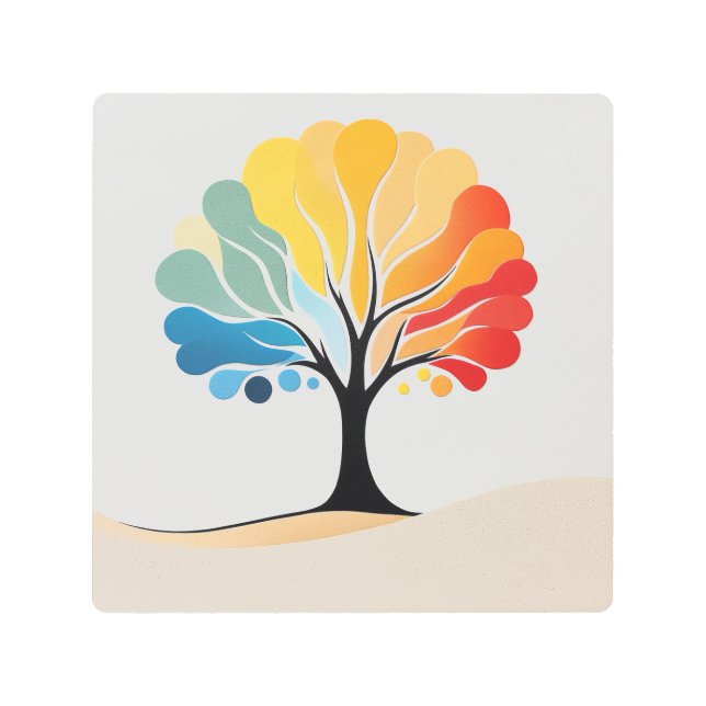 Impresión En Metal Resumen de diseño de árbol colorido (Anverso)