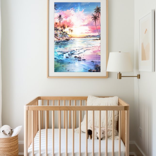 Impresión En Metal 🌊 Resumen de la Escena de Playa 🌴 Paraíso Tropic (Subido por el creador)