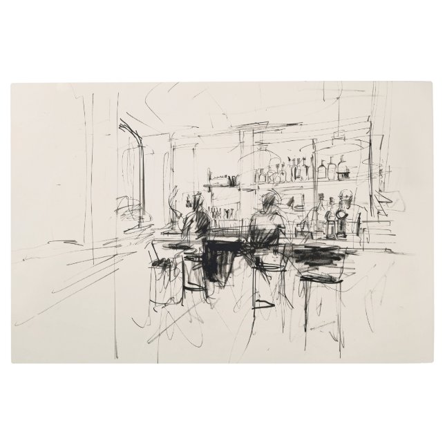 Impresión En Metal Resumen de la escena del bar restaurante - (Anverso)