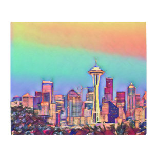 Impresión En Metal Resumen de la línea aérea de Seattle
