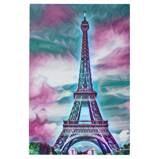 Impresión En Metal Resumen de la Torre Eiffel (Anverso)