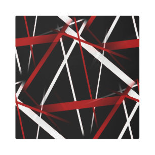 Impresión En Metal Resumen de líneas rojas y blancas en fondo negro P