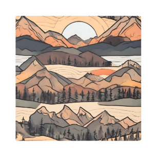 Impresión En Metal Resumen de montañas y árboles