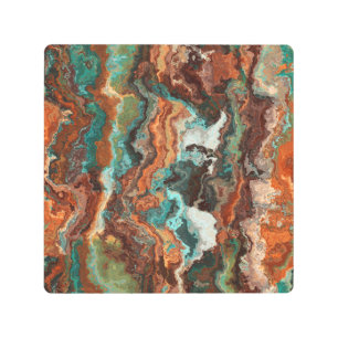 Impresión En Metal Resumen de óxido y turquesa