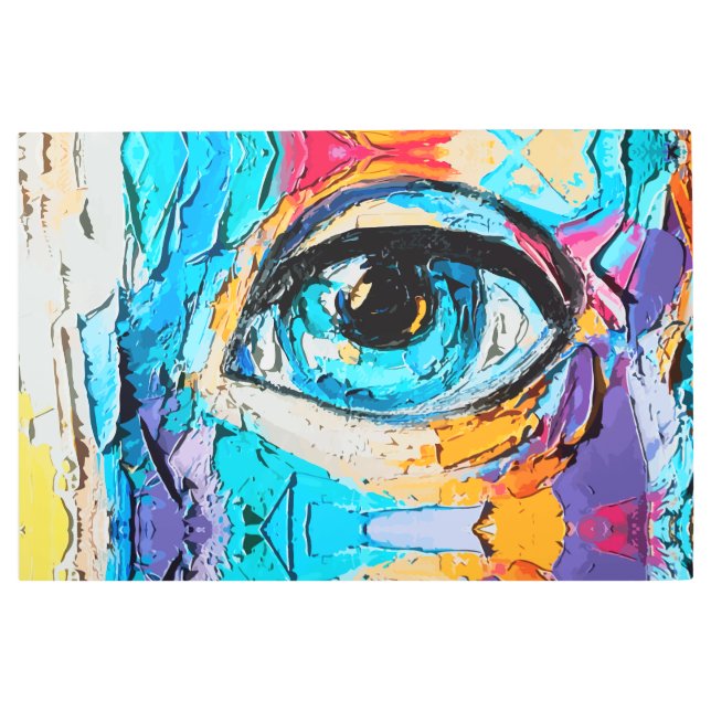 Impresión En Metal Resumen de pintura al óleo digital de hermosos ojo (Anverso)