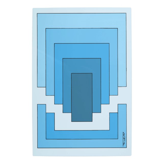 Impresión En Metal Resumen de Rectángulo en Azul (Anverso)