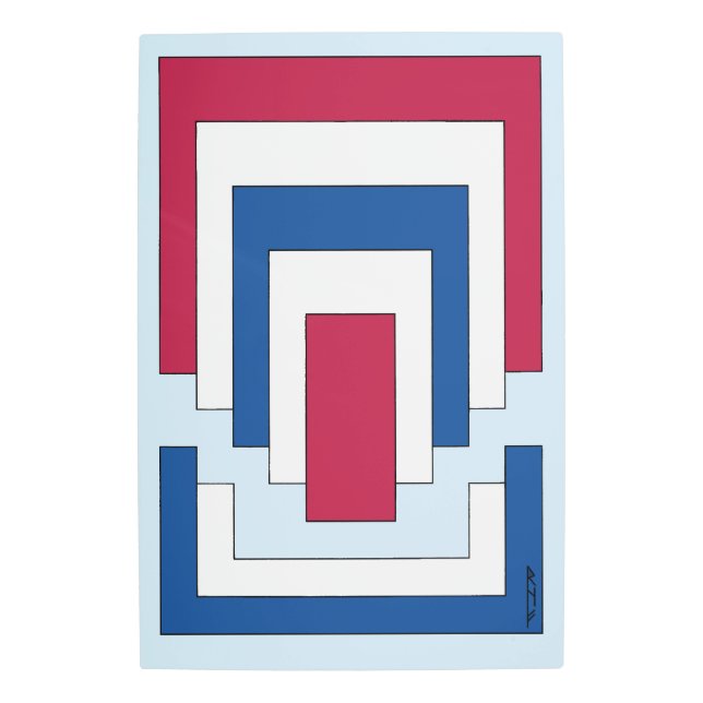 Impresión En Metal Resumen de Rectángulo en rojo, blanco y azul (Anverso)