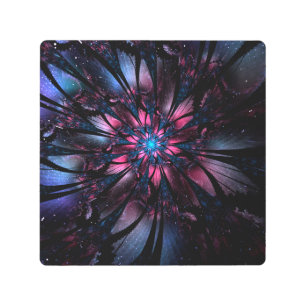 Impresión En Metal Resumen del diseño de flor fractal.