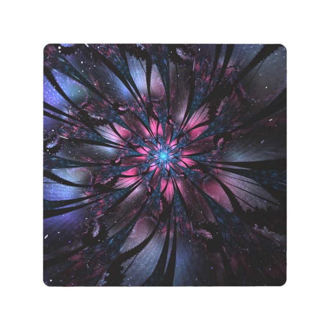 Impresión En Metal Resumen del diseño de flor fractal. (Anverso)