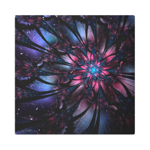 Impresión En Metal Resumen del diseño de flor fractal.