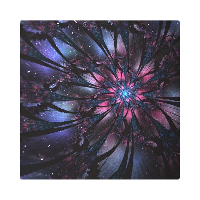 Impresión En Metal Resumen del diseño de flor fractal. (Anverso)
