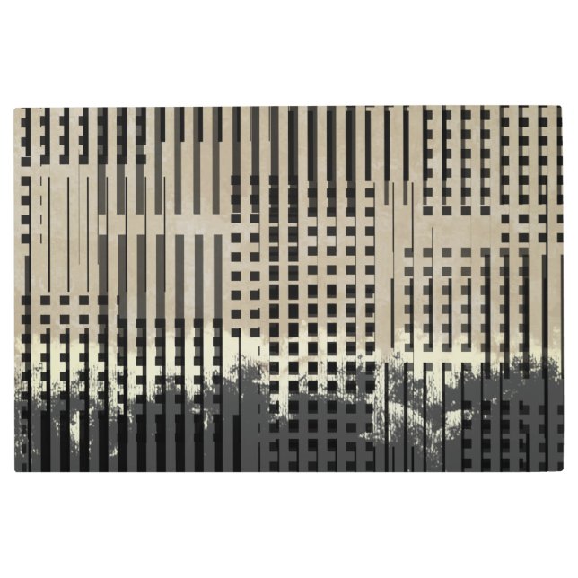 Impresión En Metal Resumen del patrón de crema, beige y banda negra (Anverso)