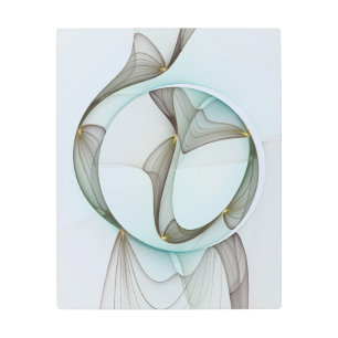 Impresión En Metal Resumen Elegancia dorada turquesa moderna