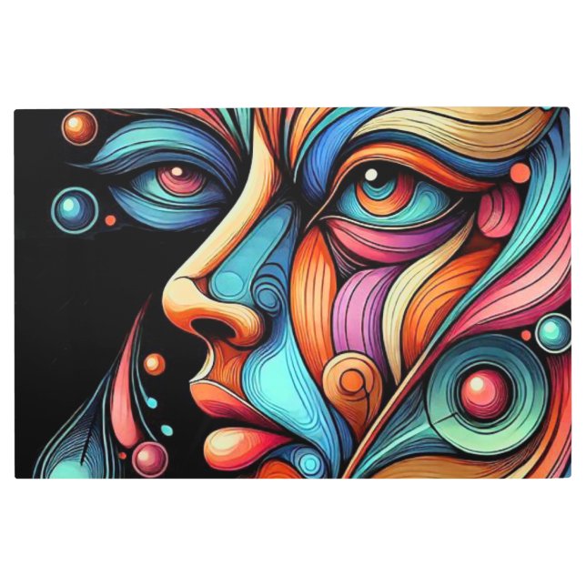 Impresión En Metal Resumen facial del surrealismo de los años 90 (Anverso)