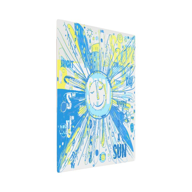 Impresión En Metal Resumen Happy Whimsical Sun Word Art (3/4)