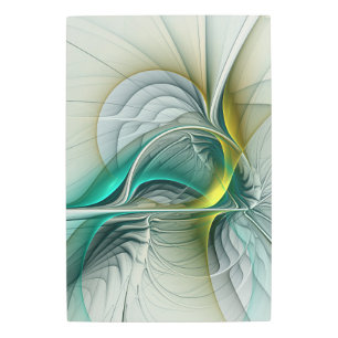 Impresión En Metal Resumen hipnótico Fractal Verde azulado Turquesa d