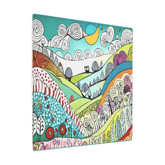 Impresión En Metal Resumen Línea de Naturaleza Dibujo del campo