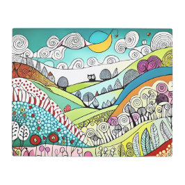 Impresión En Metal Resumen Línea de Naturaleza Dibujo del campo