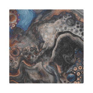 Impresión En Metal Resumen moderno: negro, marrón, gris y azul