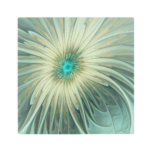 Impresión En Metal Resumen Sage Green Fantasy Flower Fractal Art