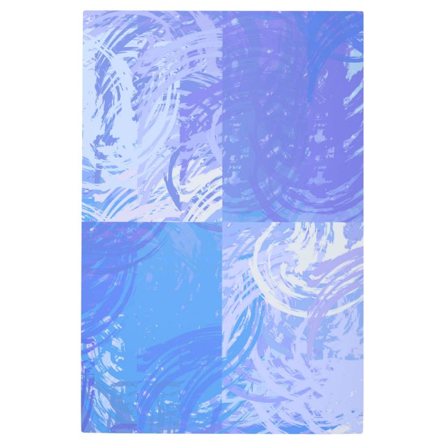 Impresión En Metal Resumen Toscado Turquesa y Púrpura (Anverso)