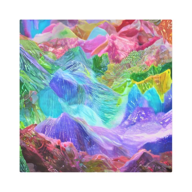 Impresión En Metal Resumen vibrante de la montaña de cristal (Anverso)