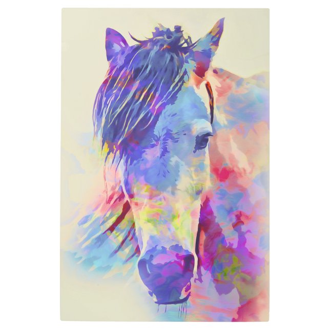 Impresión En Metal Retrato de caballo pintado (Anverso)