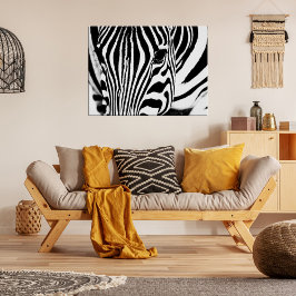 Impresión En Metal Retrato de cebra foto en blanco y negro