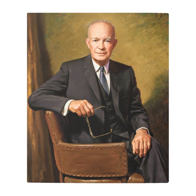Impresión En Metal Retrato de Dwight Eisenhower Presidente de la Casa (Anverso)