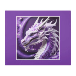 Impresión En Metal Retrato De Fantasía De Un Dragón Púrpura Y Blanco