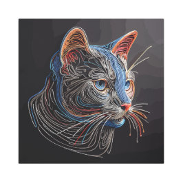 Impresión En Metal Retrato de la cara de un gato - generado por IA