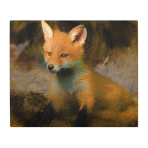 Impresión En Metal Retrato de Little Baby Fox Cub