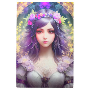 Impresión En Metal Retrato de mujer hermosa al estilo mucha vintage