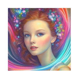 Impresión En Metal Retrato de pelo arcoiris encantado